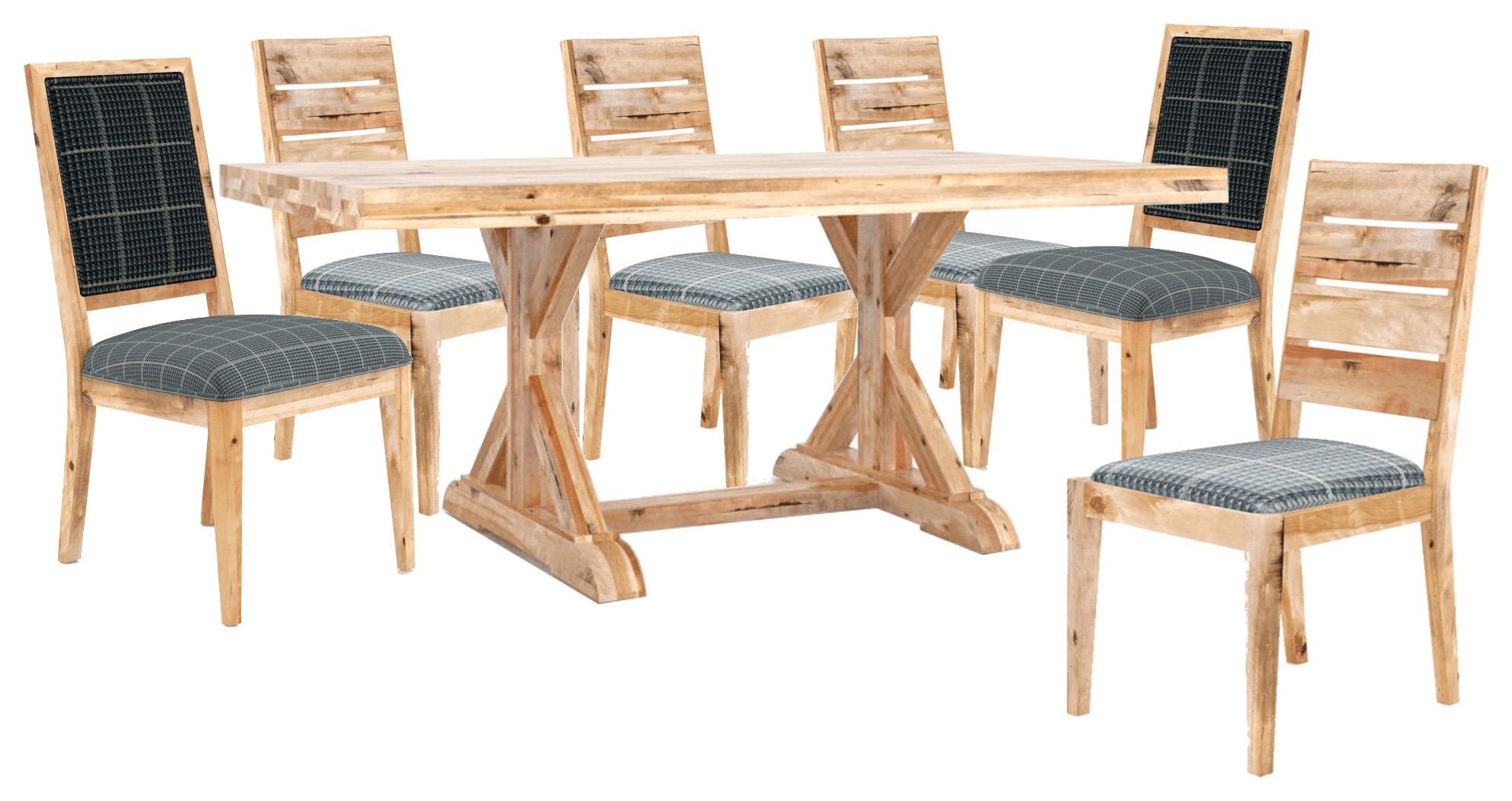 Canadel Custom Dining Tables 42" x 72" Dining Table, 4 Slat Back Chairs, 2 Upholstered Chair